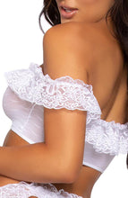 Load image into Gallery viewer, White lace ruffle crop top and panty - On The Wish List