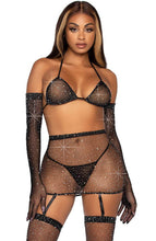 Load image into Gallery viewer, 5Pc rhinestone fishnet lingerie - Catch Me if You Can