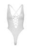 White thong bodysuit with lace-up - Baby Boom Boom