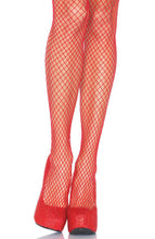 Load image into Gallery viewer, Red fishnet pantyhose