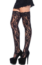 Load image into Gallery viewer, Lace stockings with rose pattern