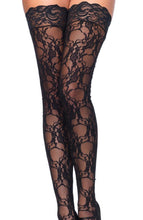 Load image into Gallery viewer, Black lace stay up stockings 
