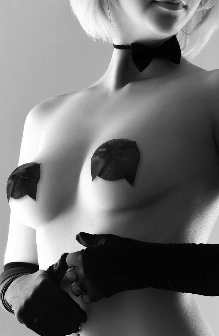 Black glitter Burlesque nipple stickers