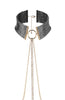 Black metallic choker with gold body harness chain