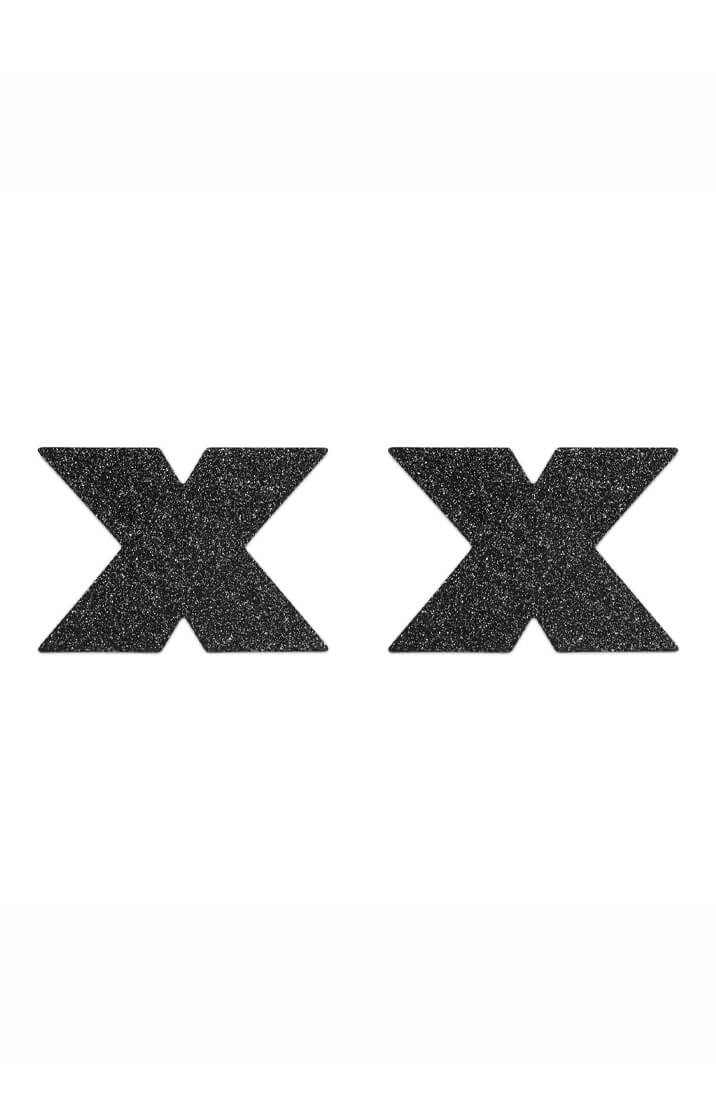 Black flash cross nipple stickers