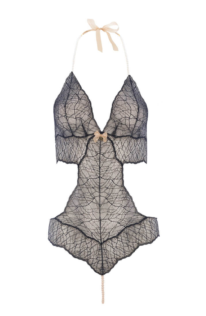 Black bodysuit with pearl string - Sydney Body Single