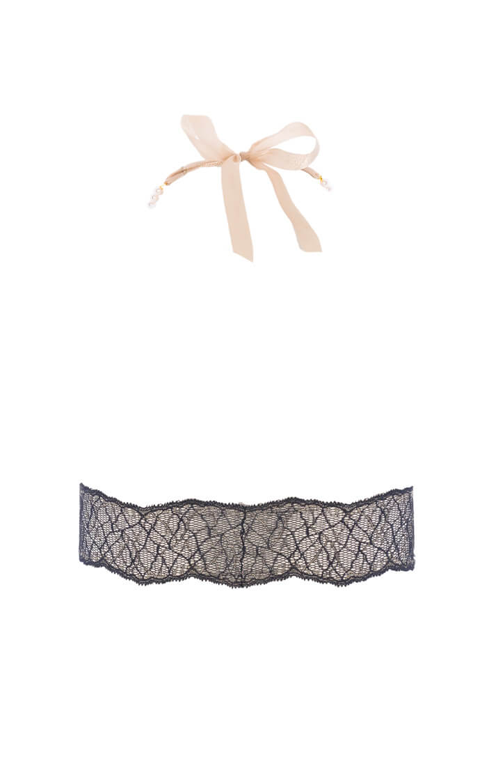 Black bralette with pearl strand - Sydney Bra