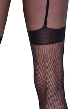 Load image into Gallery viewer, Black crotchless mesh X micronet pantyhose