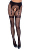 Black crotchless pantyhose with illusion garter