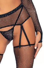 Load image into Gallery viewer, Rhinestone fishnet lingerie set - True to You
