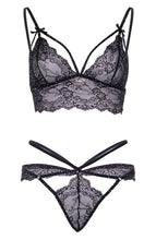 Load image into Gallery viewer, Black strappy lingerie with rhinestones - Te amo