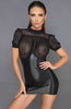 Wet look and mesh dress - Leading Lady