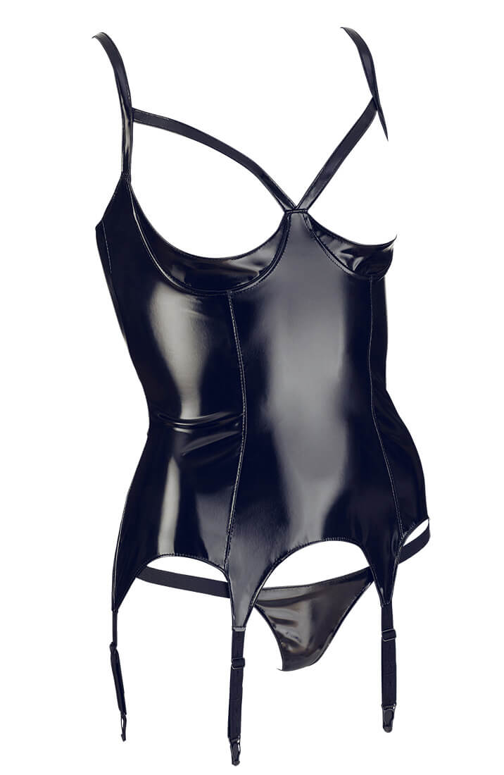 Black open cup vinyl bustier - Hands-On Approach