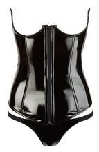 Load image into Gallery viewer, Black open cup vinyl corset - Emphasize Yourself