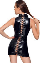 Load image into Gallery viewer, Black vinyl bodycon mini dress - The Slip