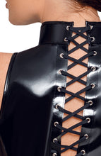Load image into Gallery viewer, Black vinyl bodycon mini dress - The Slip