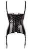 Black vinyl corset with suspenders - Ferocious Vibes