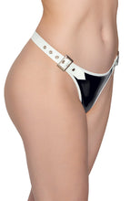Load image into Gallery viewer, Black &amp; white vinyl thong - Easy Access