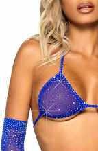 Load image into Gallery viewer, Blue rhinestone fishnet lingerie - Blue Passion