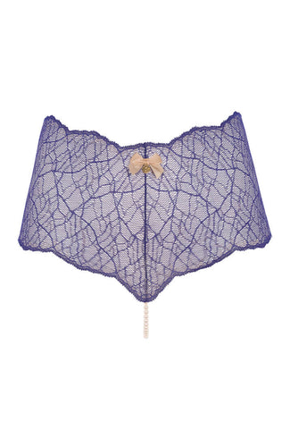 Blue hipster panty with pearl string - Sydney panty