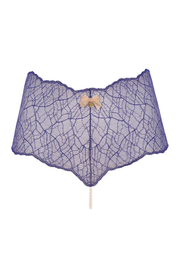 Blue hipster panty with pearl string - Sydney panty