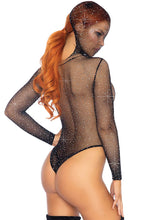 Load image into Gallery viewer, Hooded net bodysuit with rhinestone - Jessa Hinton