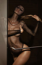 Load image into Gallery viewer, Hooded net bodysuit with rhinestone - Dajana Gudic