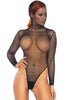 Hooded net bodysuit with rhinestone - Jessa Hinton