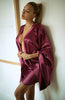 Burgundy satin robe - Elena Belle