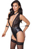 Crotchless bodysuit with restraints - Furtive Activities