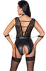 Crotchless bodysuit with restraints - Furtive Activities