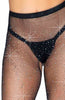 Crotchless fishnet pantyhose with rhinestones