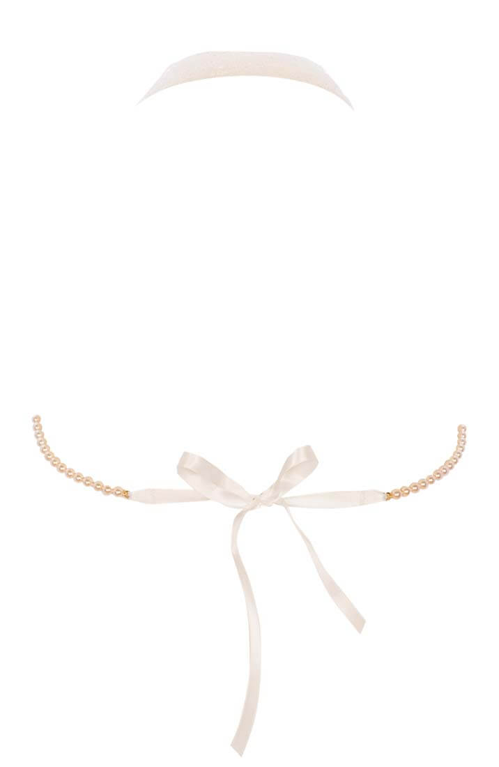 Ivory bralette with pearls - Geneva Bra