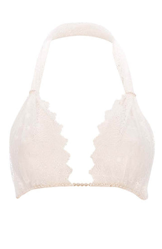 Ivory bralette with pearls - Geneva Bra