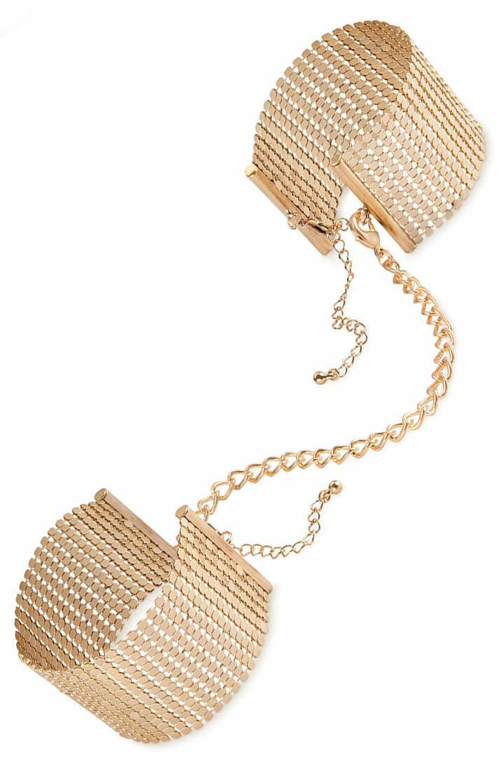 Gold metallic cuffs with gold chain
