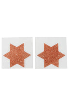 Load image into Gallery viewer, Rose gold glitter star nipple covers