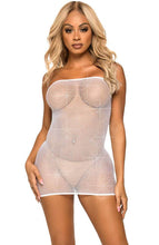 Load image into Gallery viewer, White multi dress with rhinestones - Fishnet Fantasy