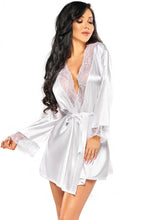 Load image into Gallery viewer, White satin robe with lace - Giselle