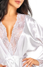 Load image into Gallery viewer, White satin robe with lace - Giselle