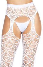 Load image into Gallery viewer, White crotchless pantyhose with hearts