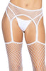 White industrial net stockings with garter belt