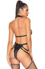 Wet look cage-strap bodysuit - Dirty Mind