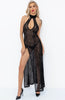 Long sheer black dress with flock leopard print - Fiercely Wild