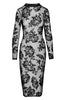 Long sleeve pencil dress with flock embroidery - First Kiss