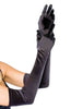 Long black satin gloves
