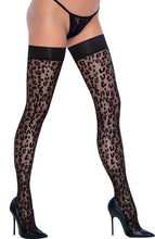 Load image into Gallery viewer, Black leopard thigh highs
