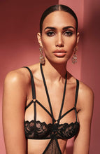 Load image into Gallery viewer, Black bra with cage-straps - London Bra
