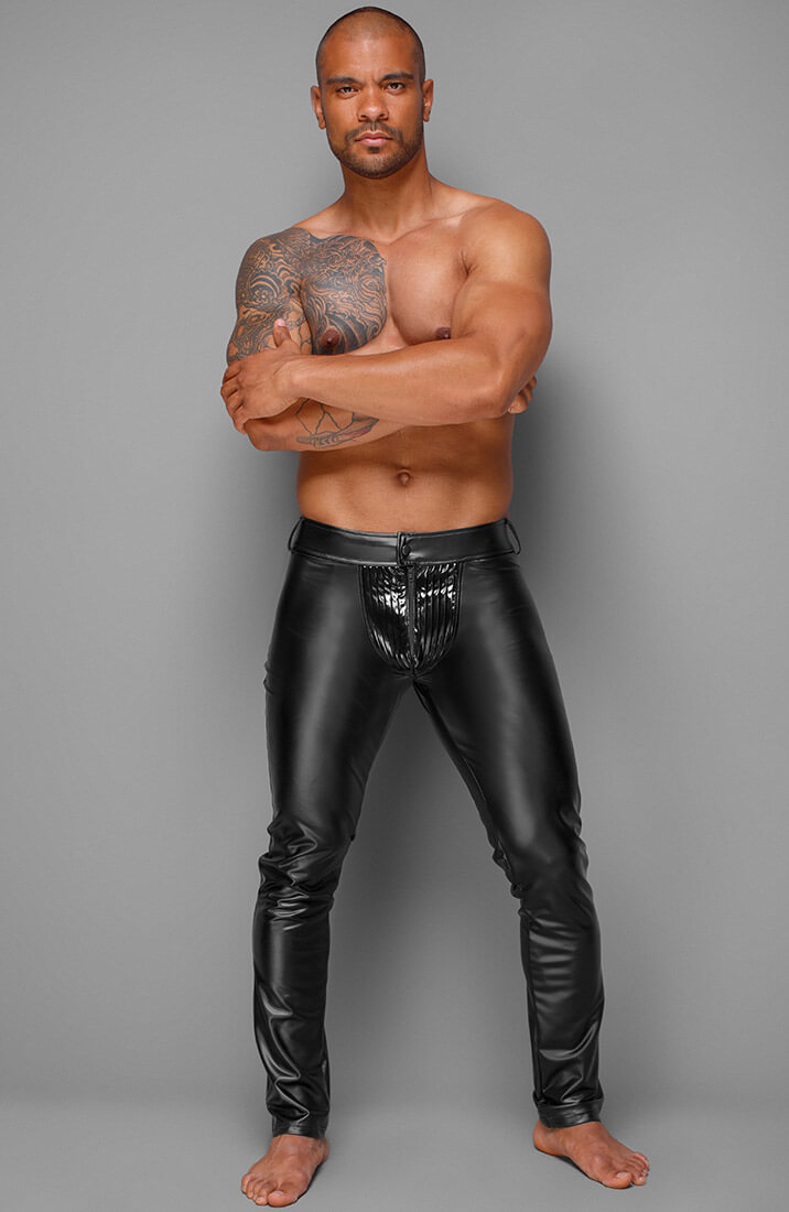Black wet look pants with PVC - RAY