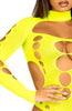 Neon yellow cut-out bodysuit - Close up