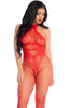 Red bodystocking with halterneck - Red Rebel
